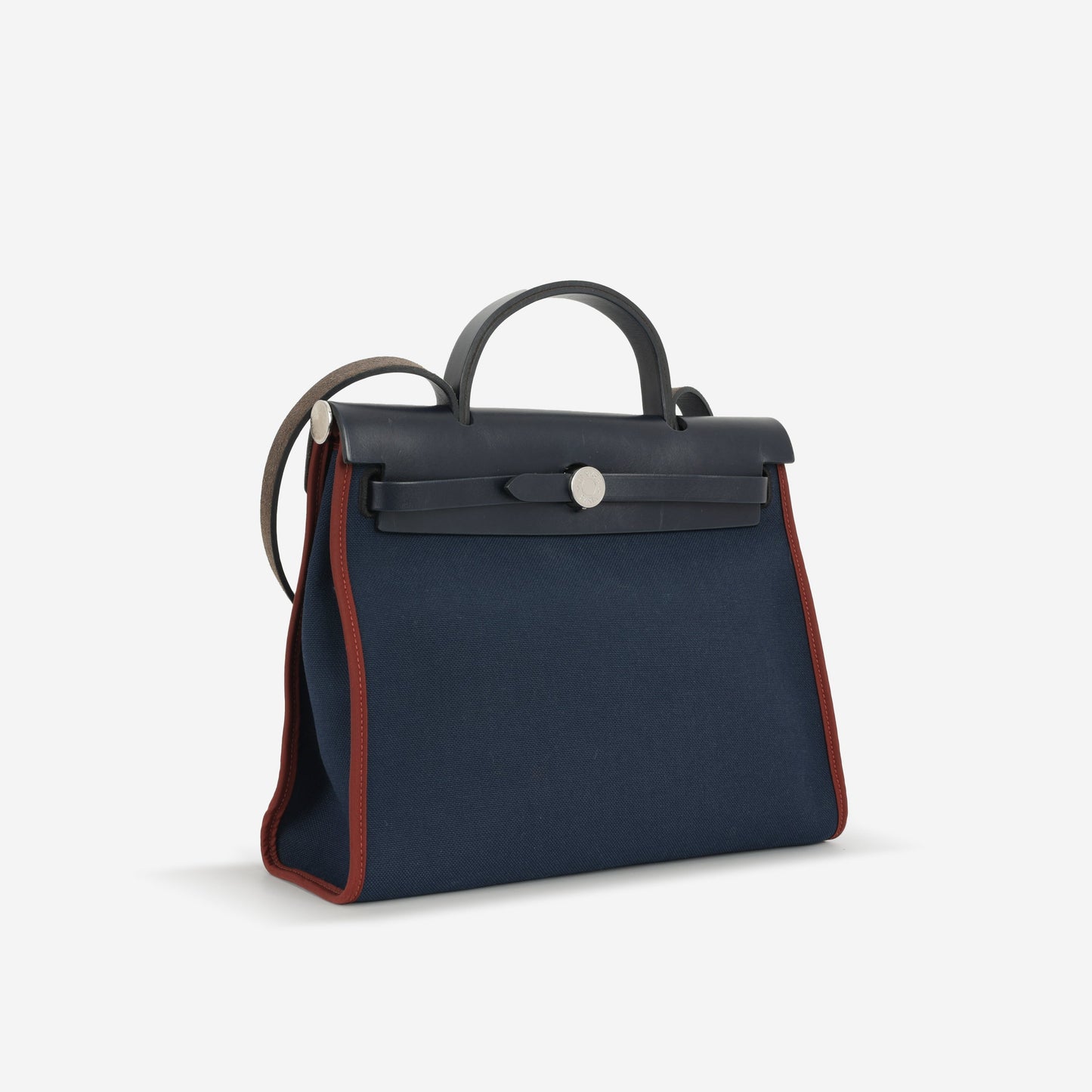 Hermès Herbag 31 - Blue Marine Canvas / Rouge H Trim | Palladium Hardware