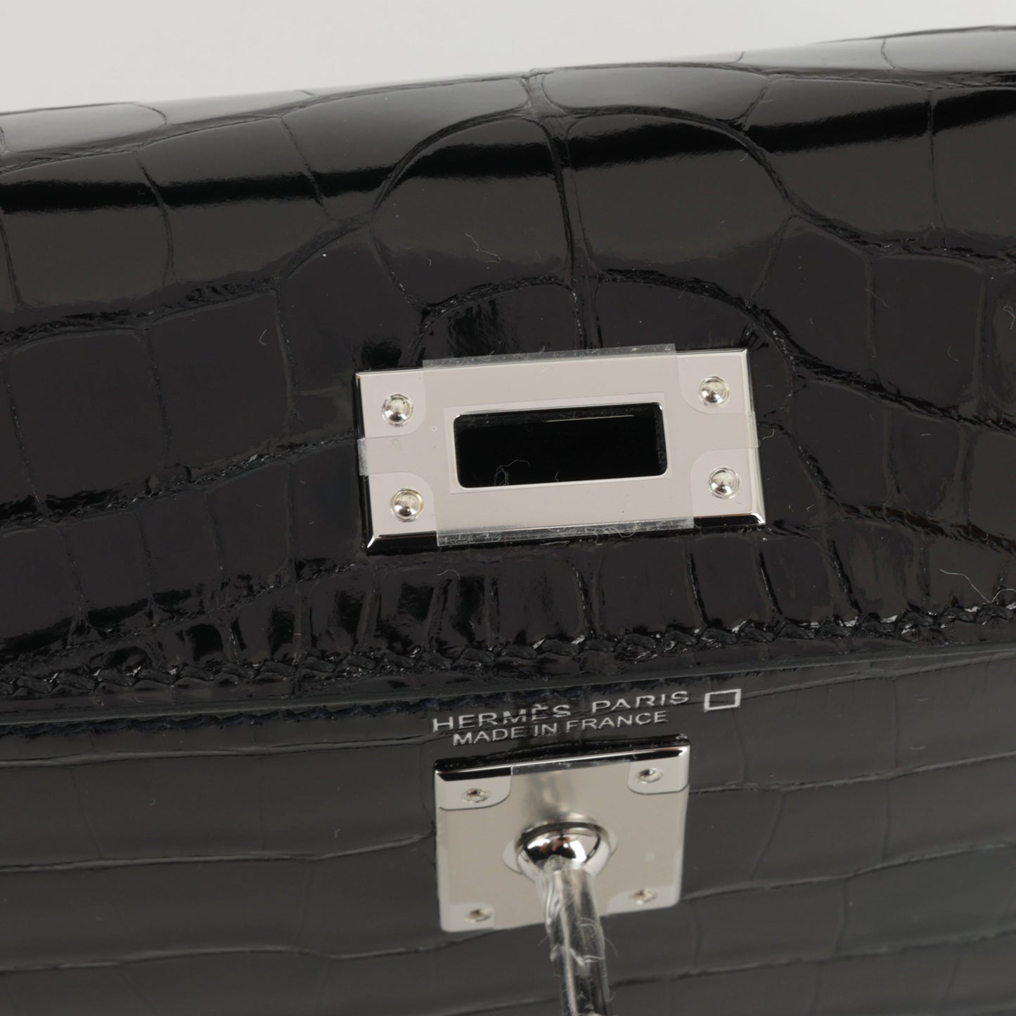 Hermès Mini Kelly - Black Shiny Alligator | Palladium Hardware