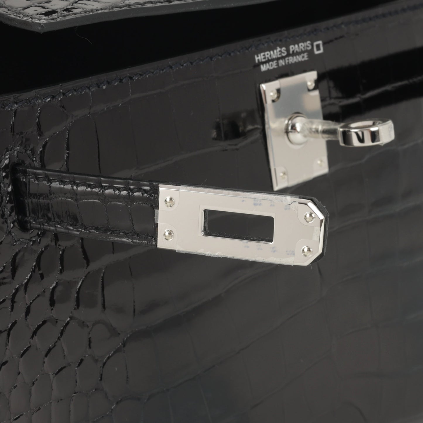 Hermès Mini Kelly - Black Shiny Alligator | Palladium Hardware