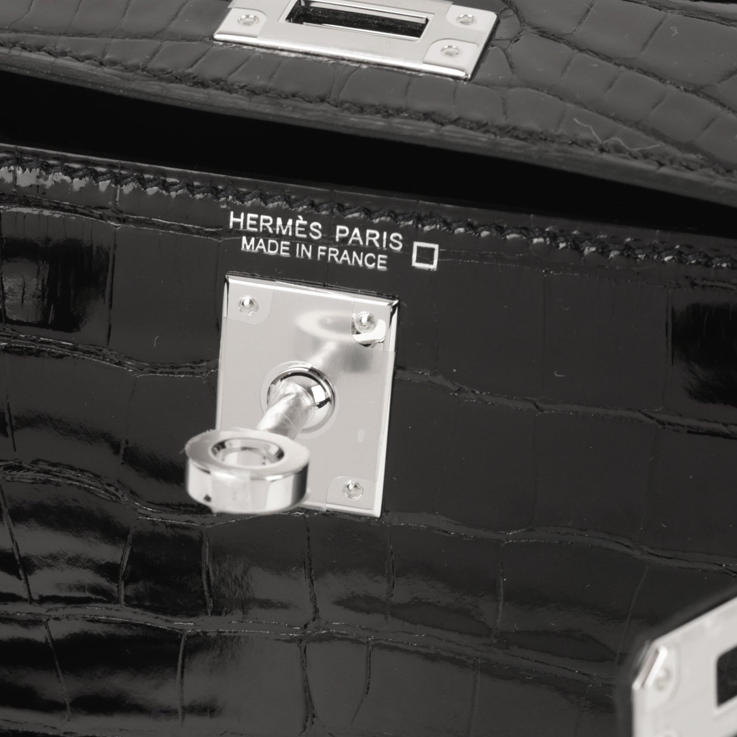 Hermès Mini Kelly - Black Shiny Alligator | Palladium Hardware