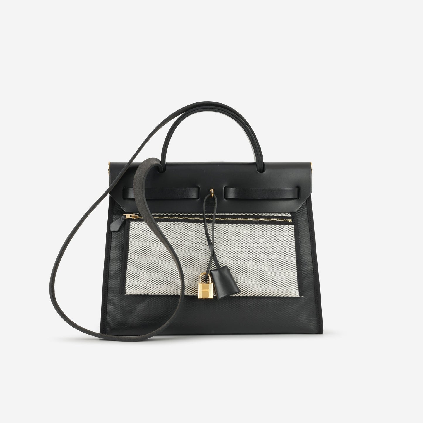 Hermès Herbag 31 - Black Berline Toile / Hunter | Gold Hardware