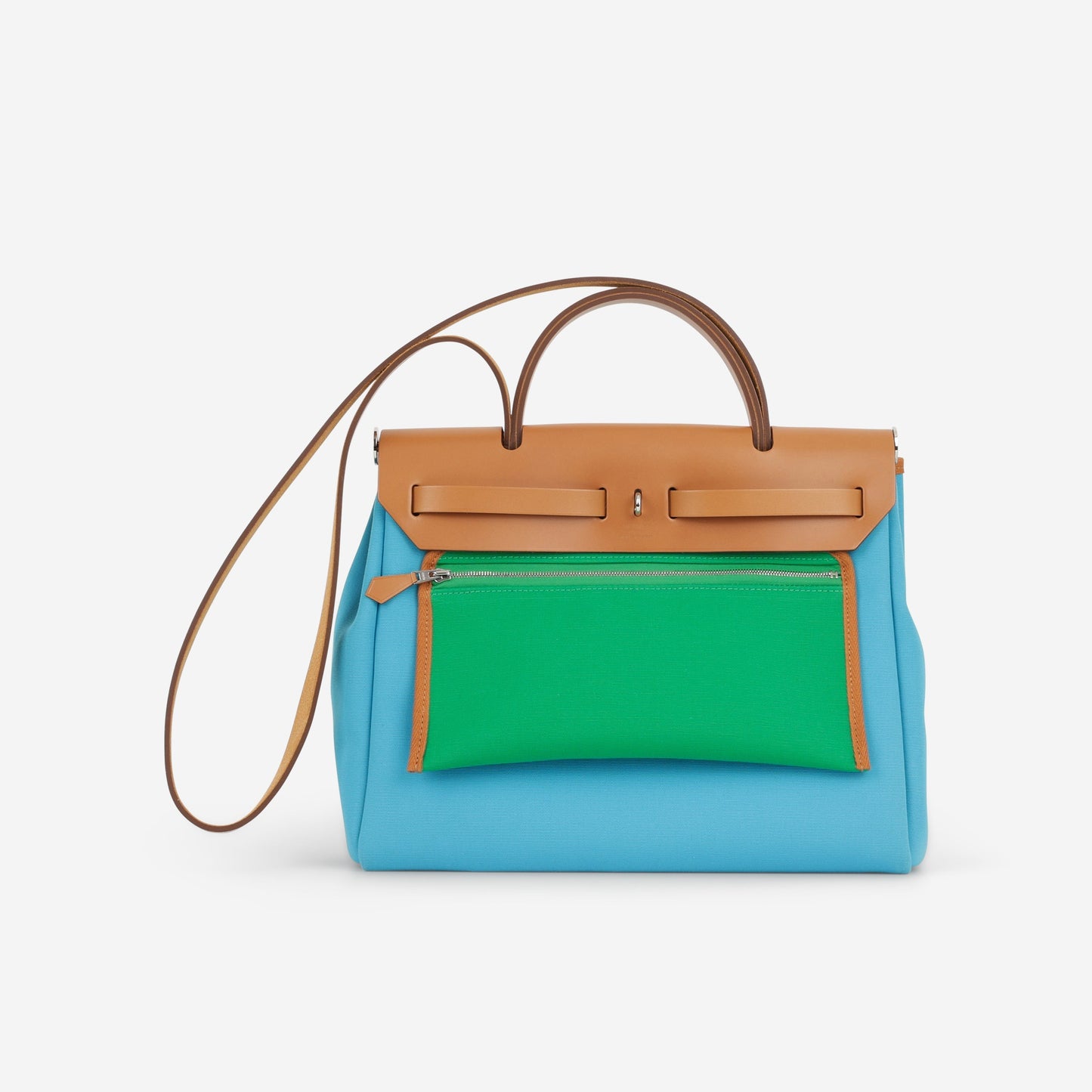 Hermès Herbag 31 - Bleu Aztec / Menthe / Fauve | Palladium Hardware