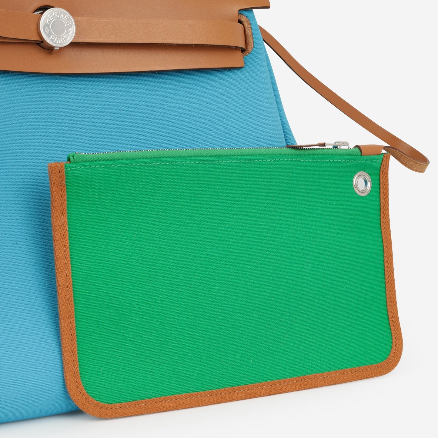 Hermès Herbag 31 - Bleu Aztec / Menthe / Fauve | Palladium Hardware