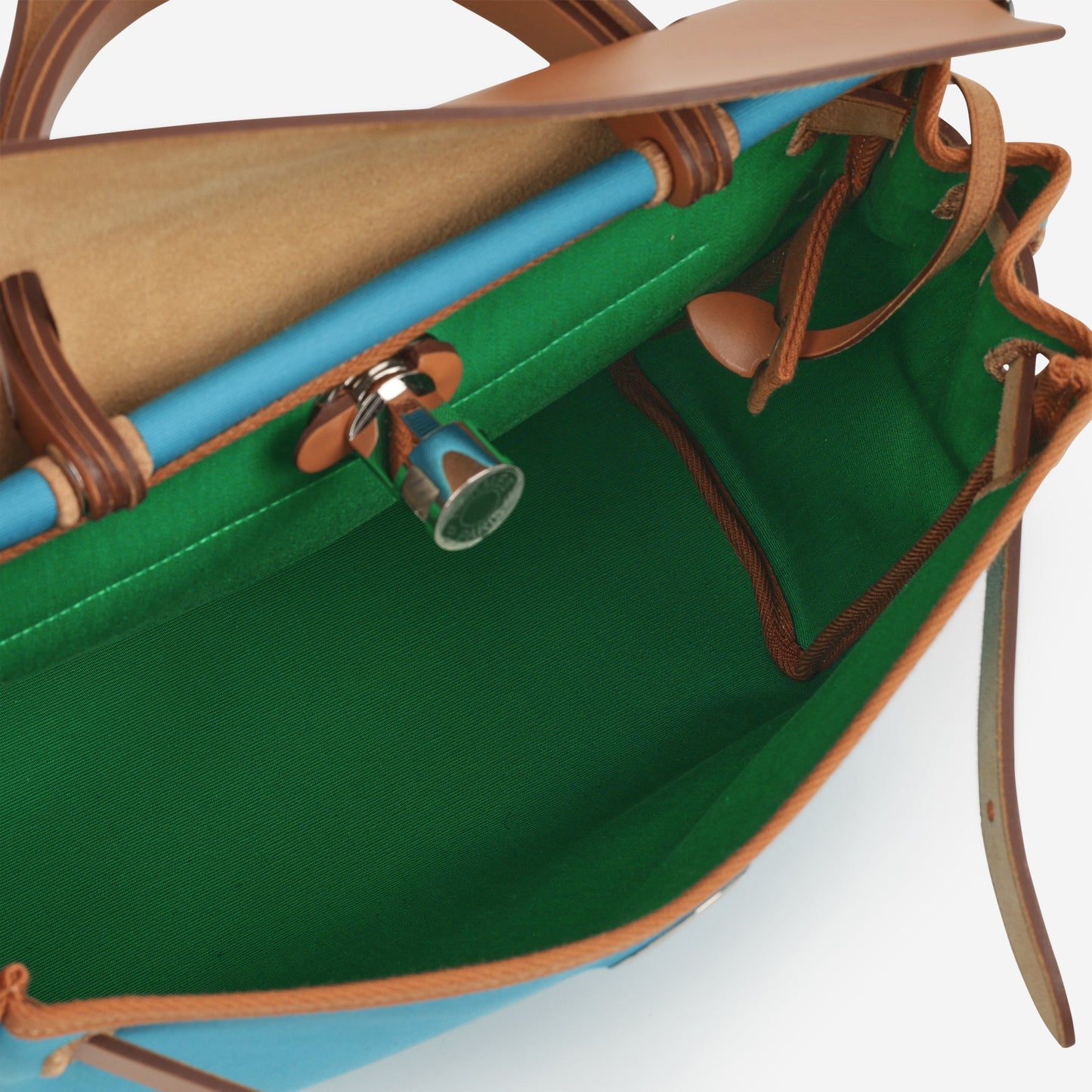 Hermès Herbag 31 - Bleu Aztec / Menthe / Fauve | Palladium Hardware
