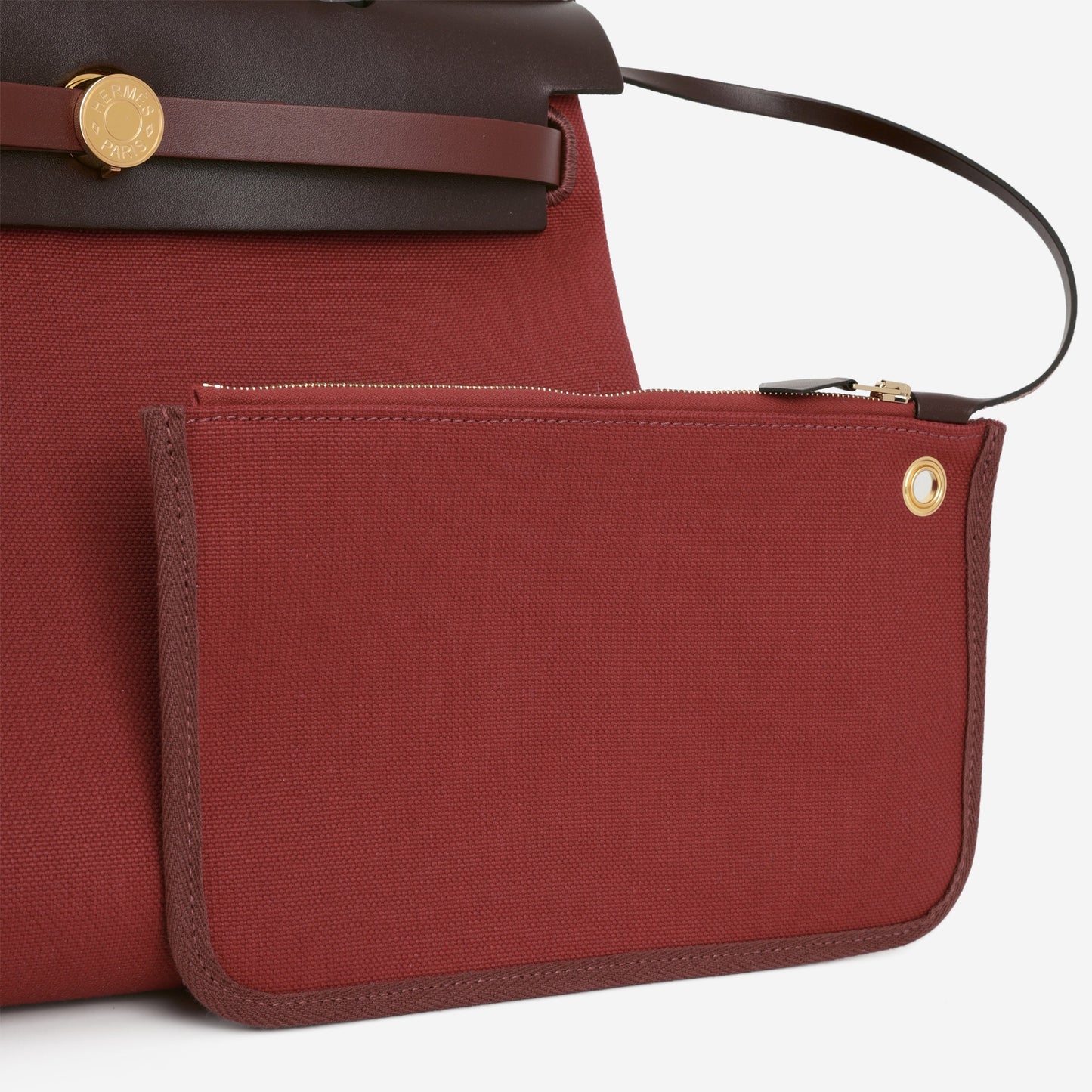 Hermès Herbag 31 - Rouge Grenat Canvas / Rouge Sellier / Rouge H Hunter | Gold Hardware