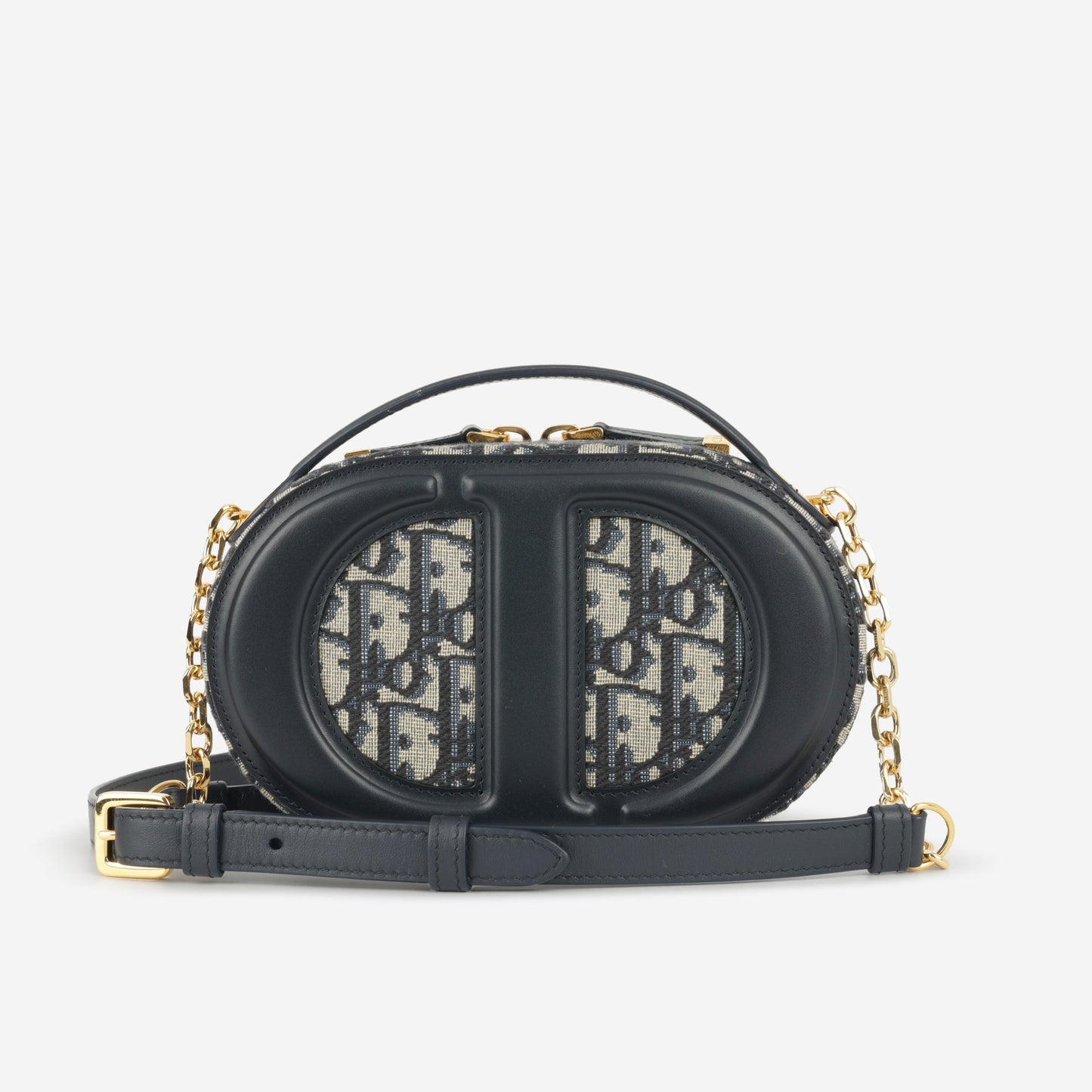 Dior CD Signature Oval Camera Bag - Navy Oblique | Gold Hardware