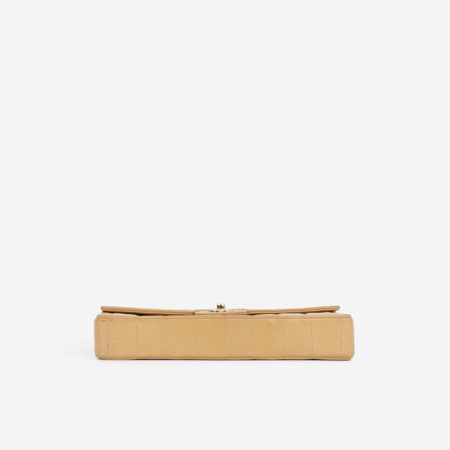 Chanel East West Chocolate Bar - Beige Lambskin | Gold Hardware
