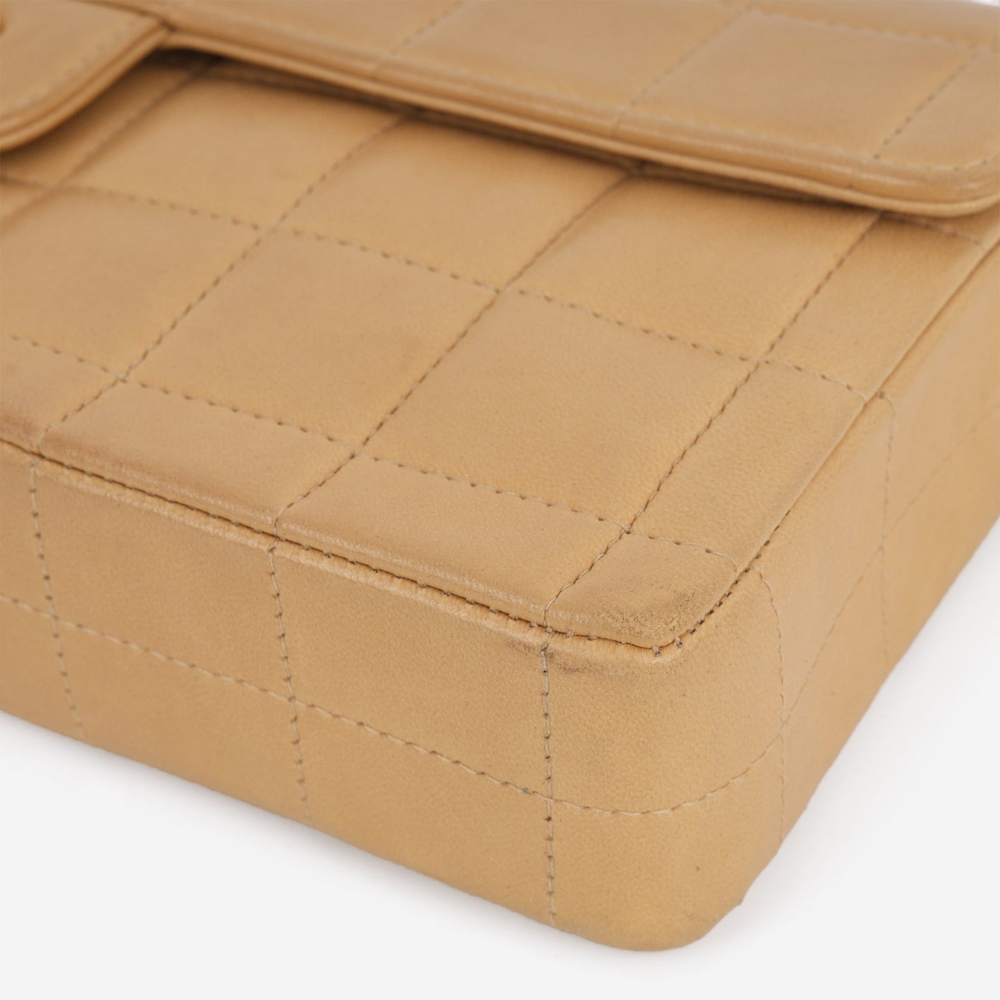 Chanel East West Chocolate Bar - Beige Lambskin | Gold Hardware