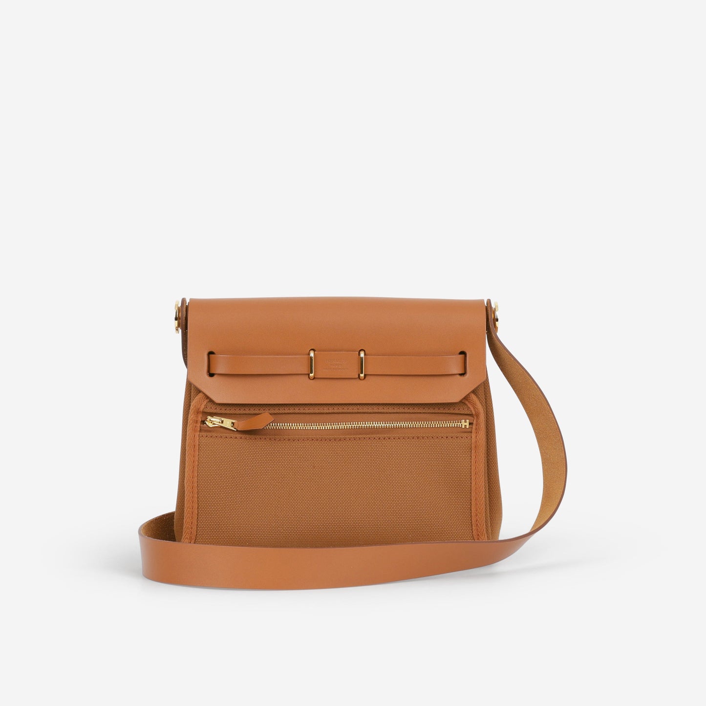 Hermès Mini Herbag 20 - Gold Toile / Hunter | Gold Hardware