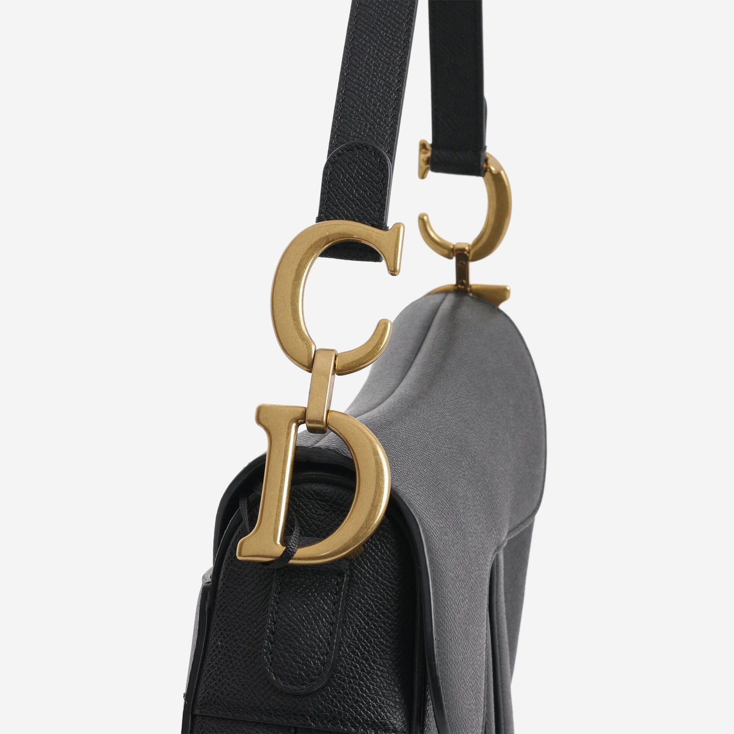 Dior Medium Saddle - Black Grained Calfskin | Gold Hardware