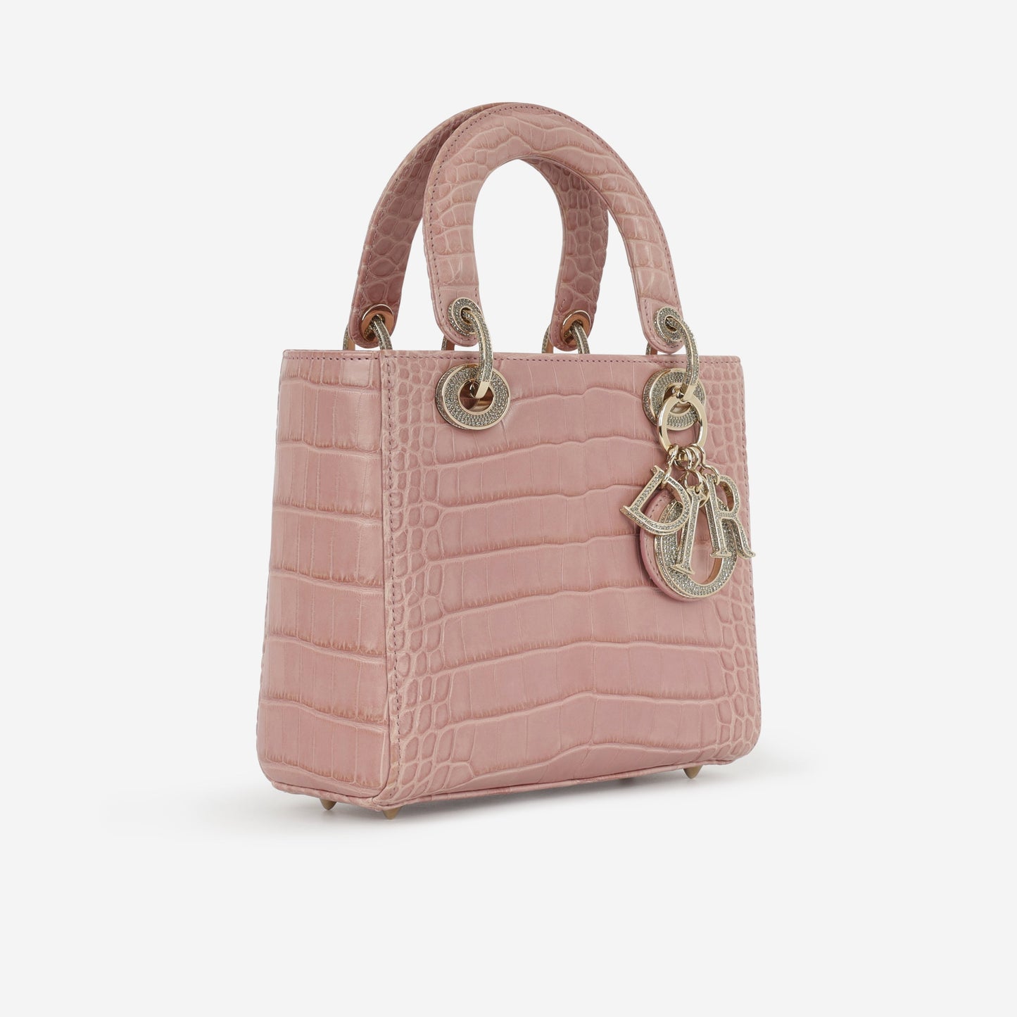 Dior Small Lady Dior - Blush Alligator With Strass | Champagne Gold Hardware