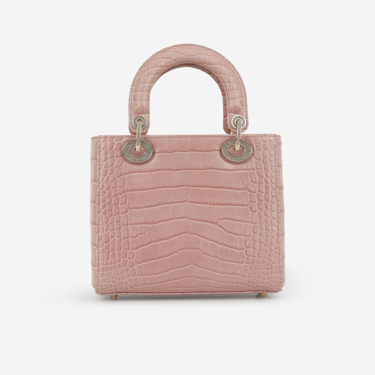 Dior Small Lady Dior - Blush Alligator With Strass | Champagne Gold Hardware