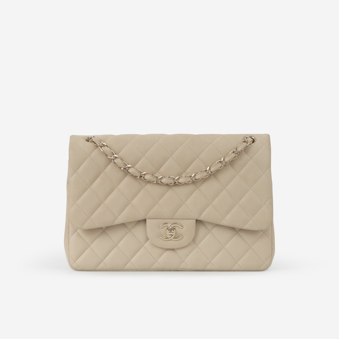 Chanel Classic Jumbo Double Flap - Beige Matte Caviar | Champagne Gold Hardware