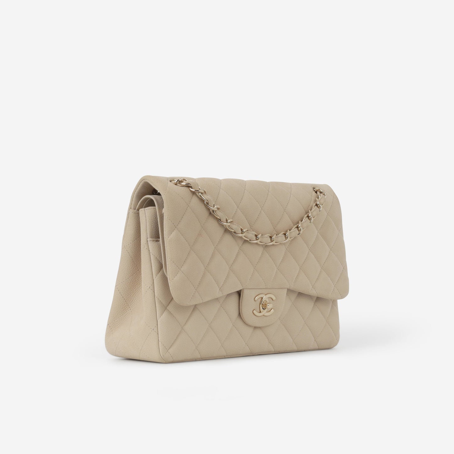 Chanel Classic Jumbo Double Flap - Beige Matte Caviar | Champagne Gold Hardware