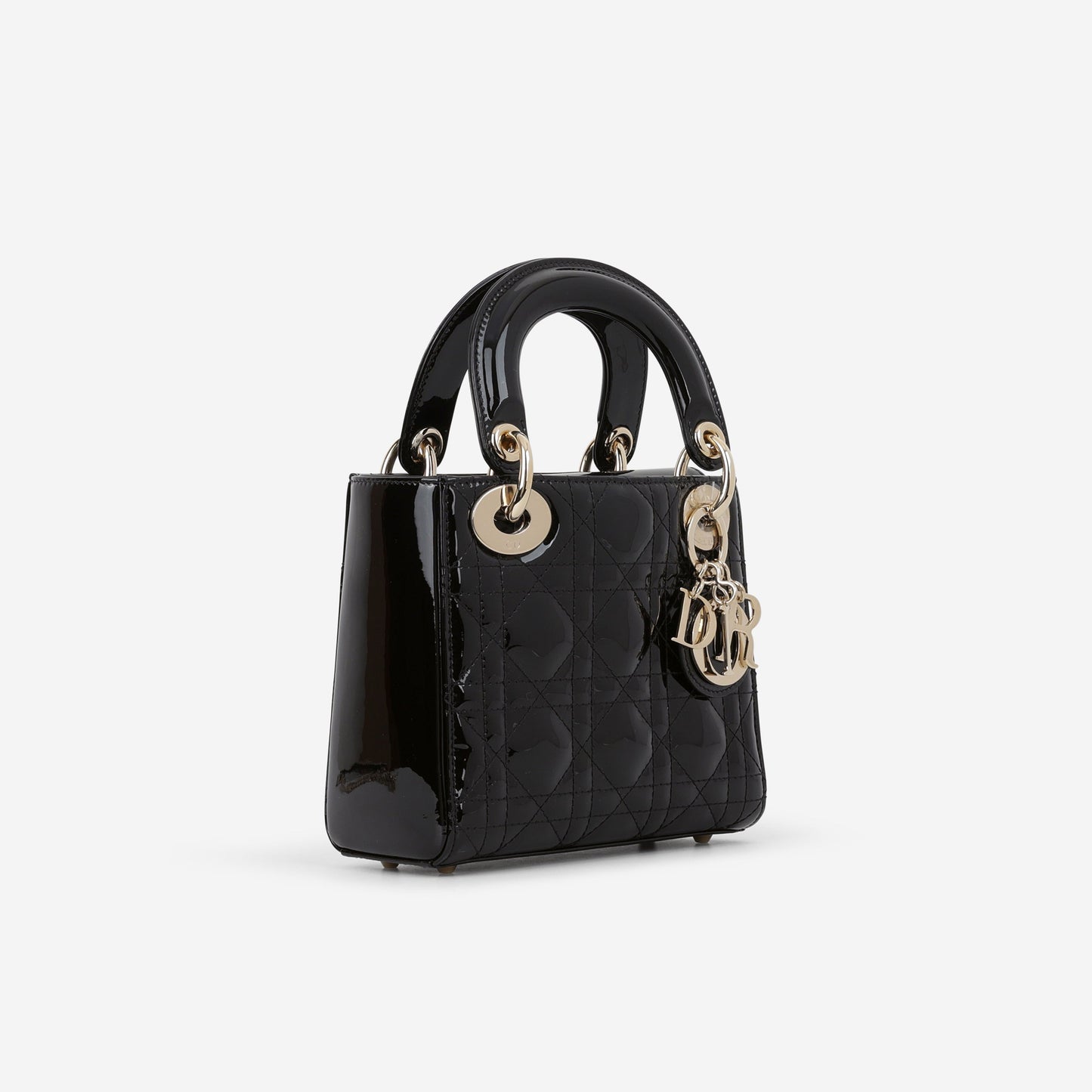 Dior Mini Lady Dior - Black Patent | Champagne Gold Hardware