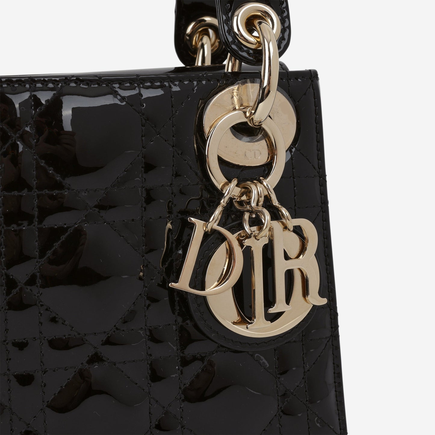 Dior Mini Lady Dior - Black Patent | Champagne Gold Hardware