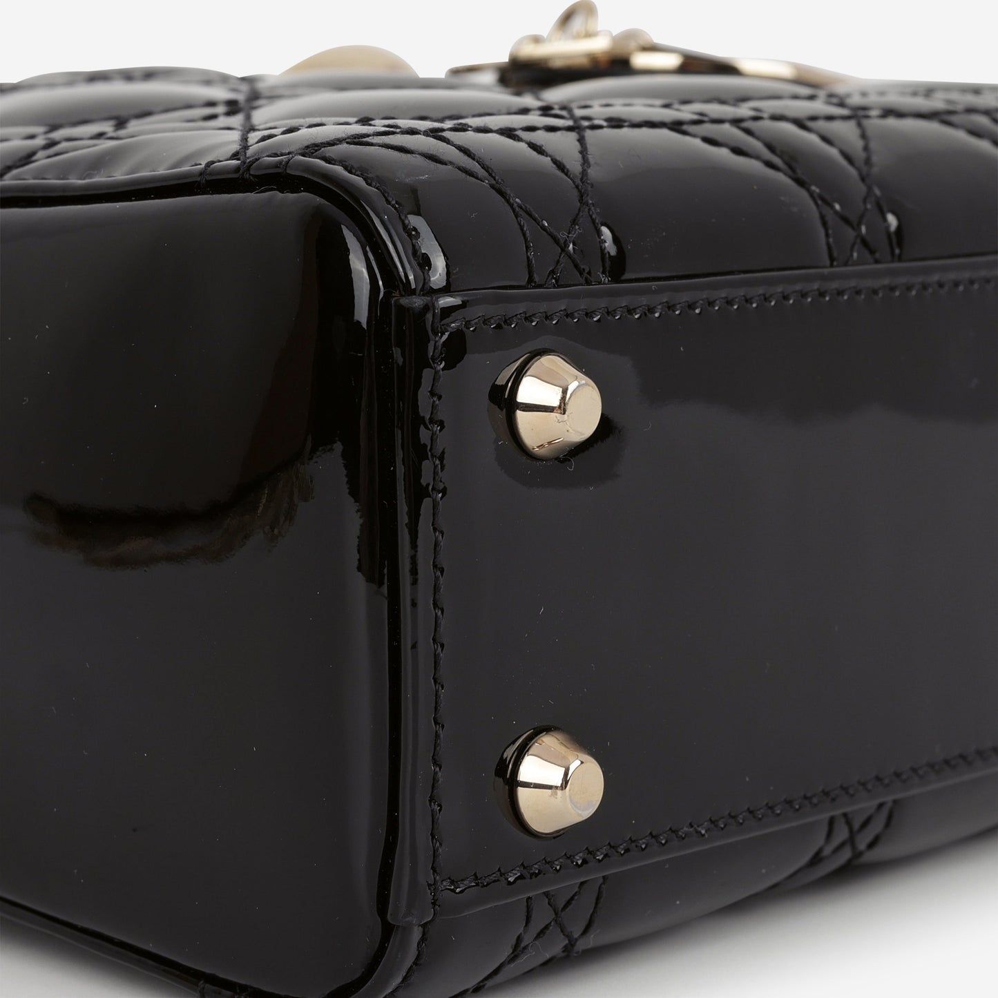 Dior Mini Lady Dior - Black Patent | Champagne Gold Hardware