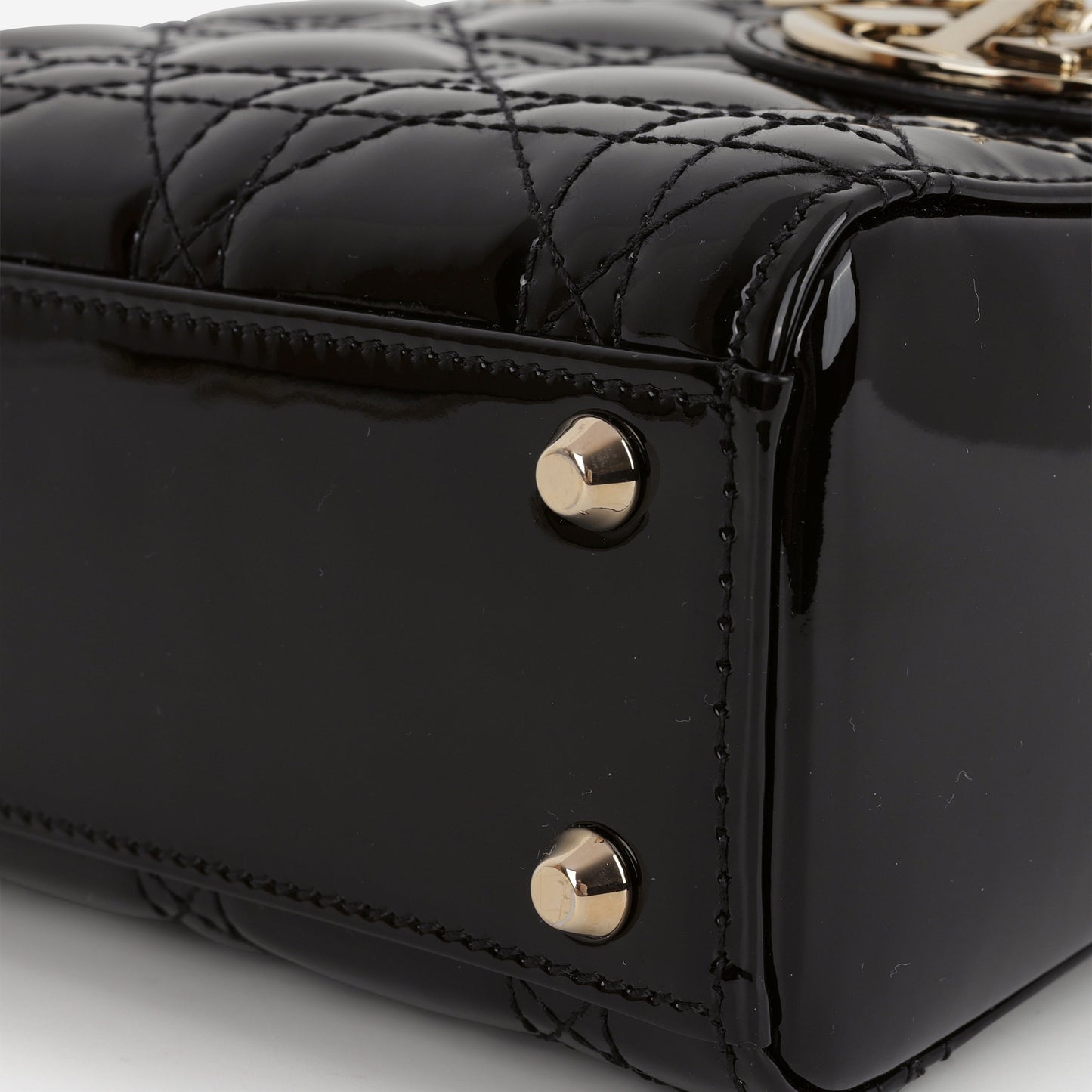 Dior Mini Lady Dior - Black Patent | Champagne Gold Hardware