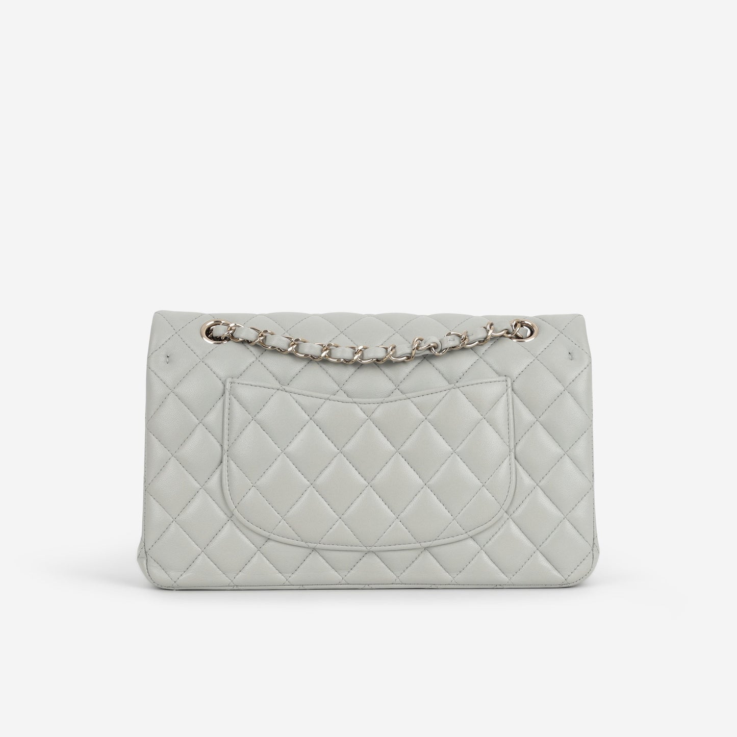 Chanel Medium Classic Flap - Light Grey Lambskin | Champagne Gold Hardware