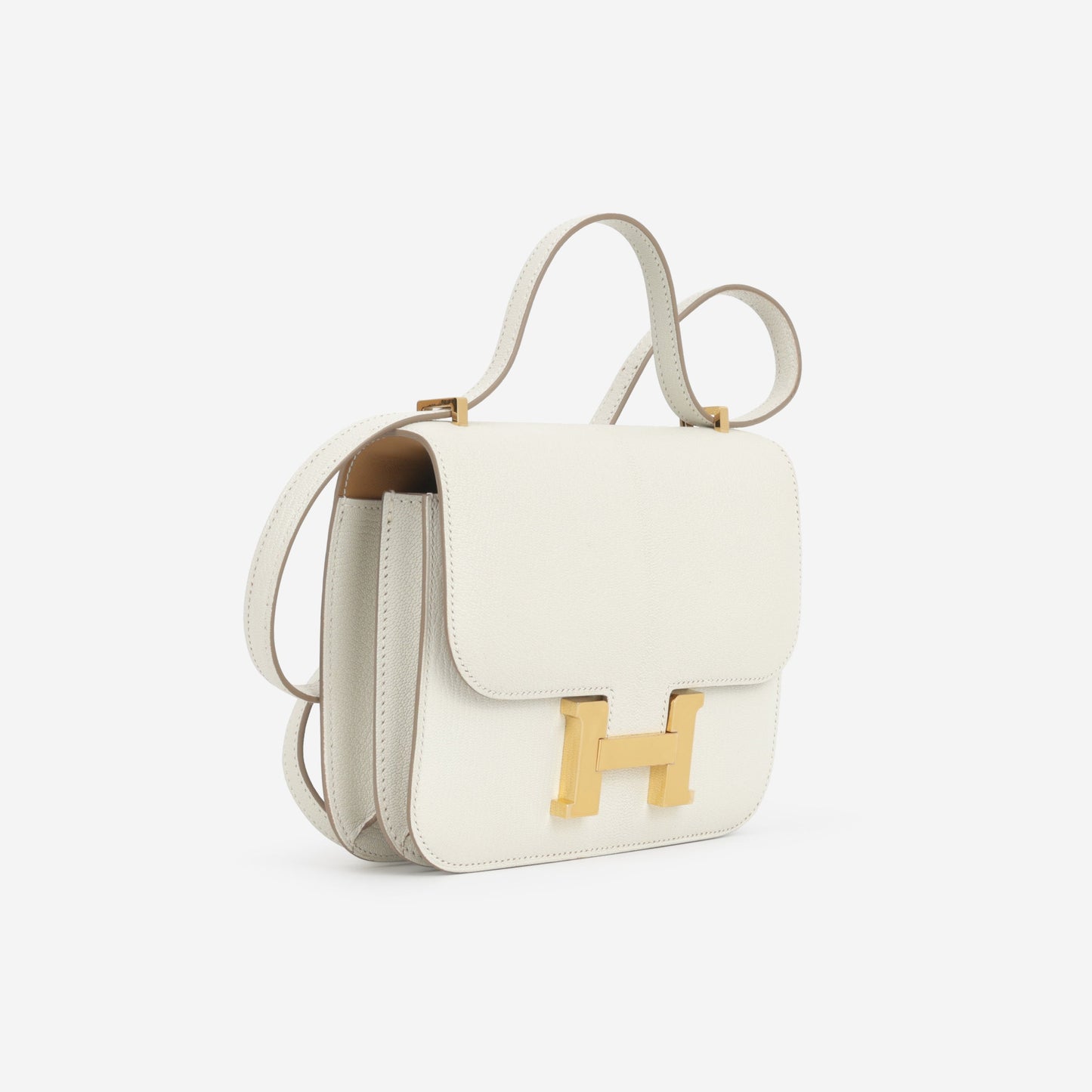 Hermès Verso Constance 18 - Mushroom Chevre Mysore / Biscuit Interior | Gold Hardware