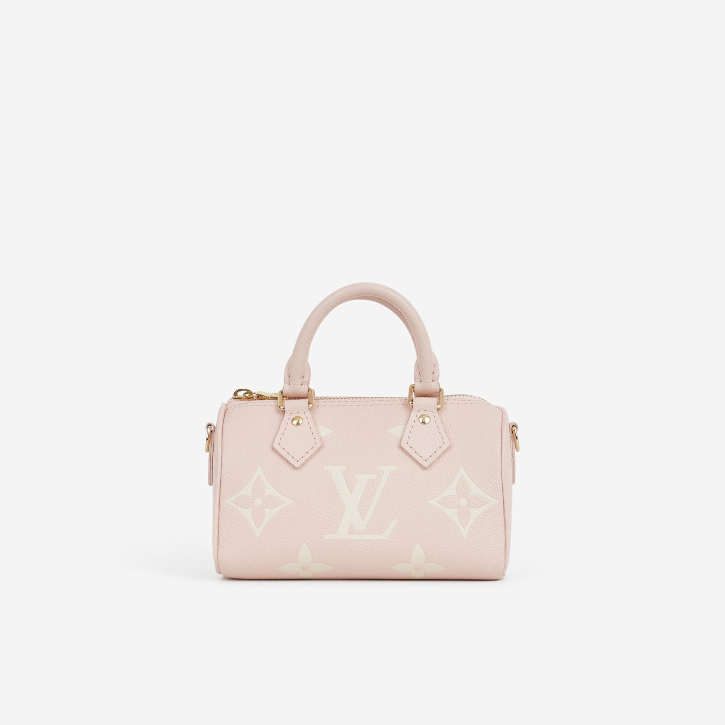 Louis Vuitton Nano Speedy Bandouliere - Rose / White Quartz Empreinte | Gold Hardware
