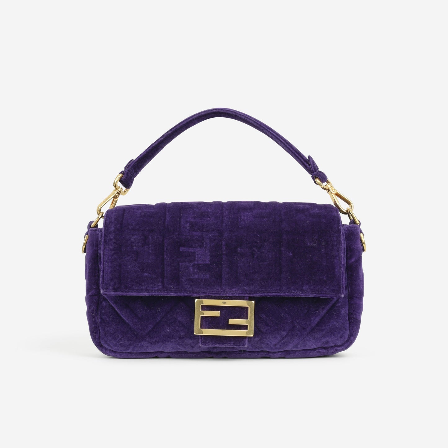 Fendi Medium Baguette - Purple Velvet | Gold Hardware