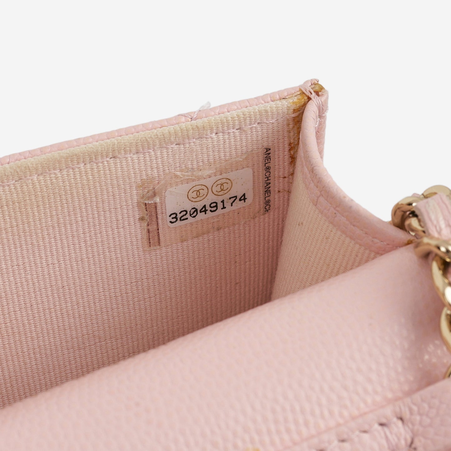 Chanel Phone Holder & Airpod Case - Pale Pink Caviar | Champagne Gold Hardware