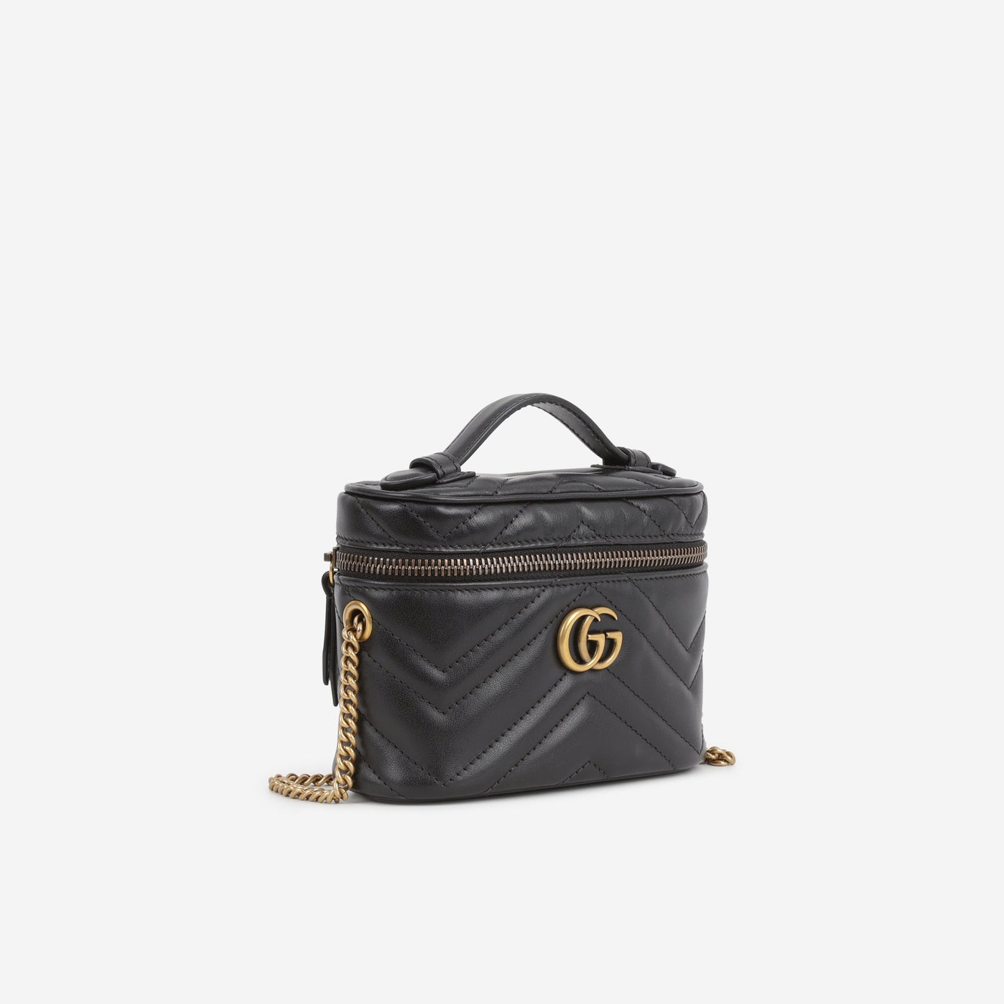 Gucci GG Mini Marmont Vanity Case - Black Matelasse Calfskin | Gold Hardware