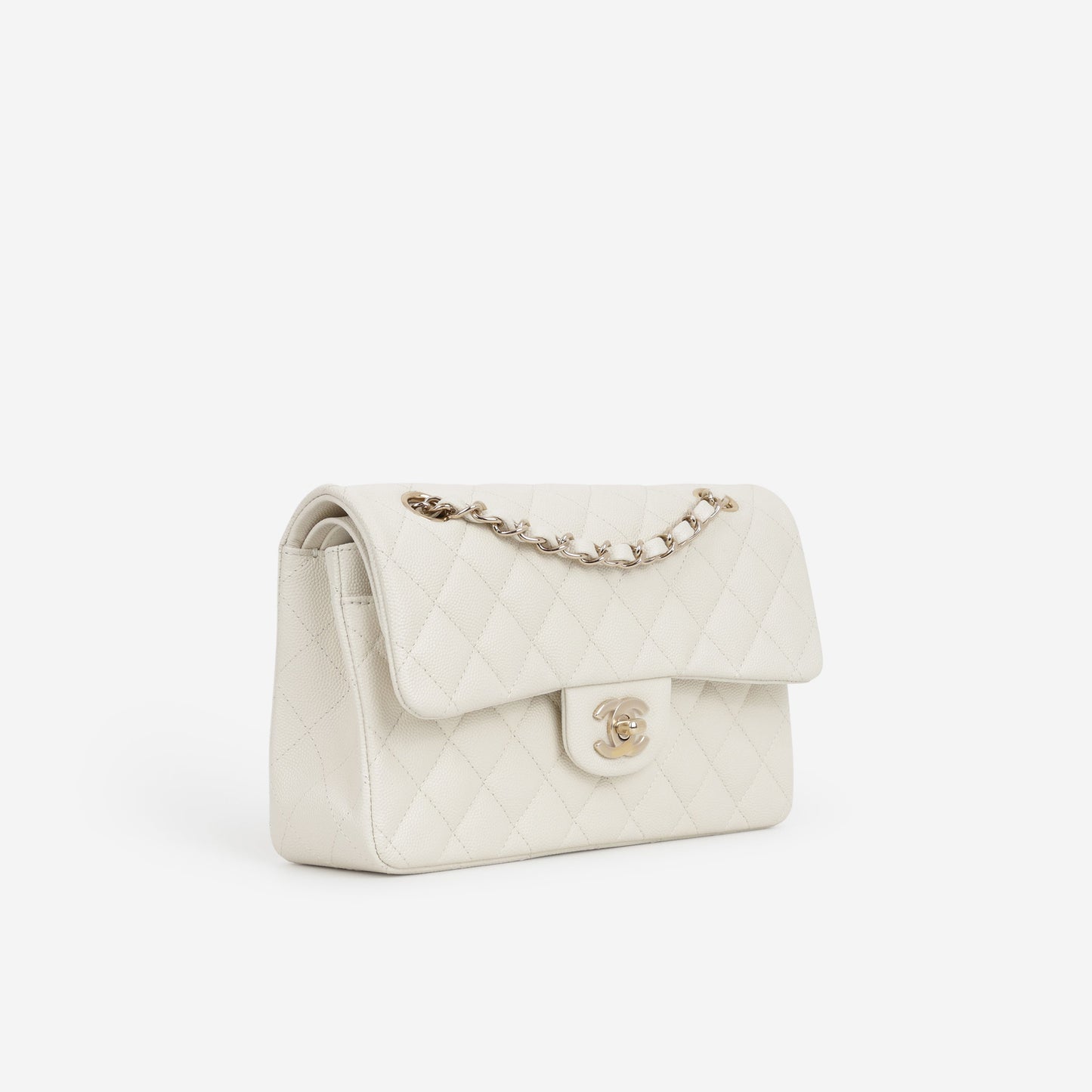 Chanel Small Classic Flap - Ivory Caviar | Champagne Gold Hardware