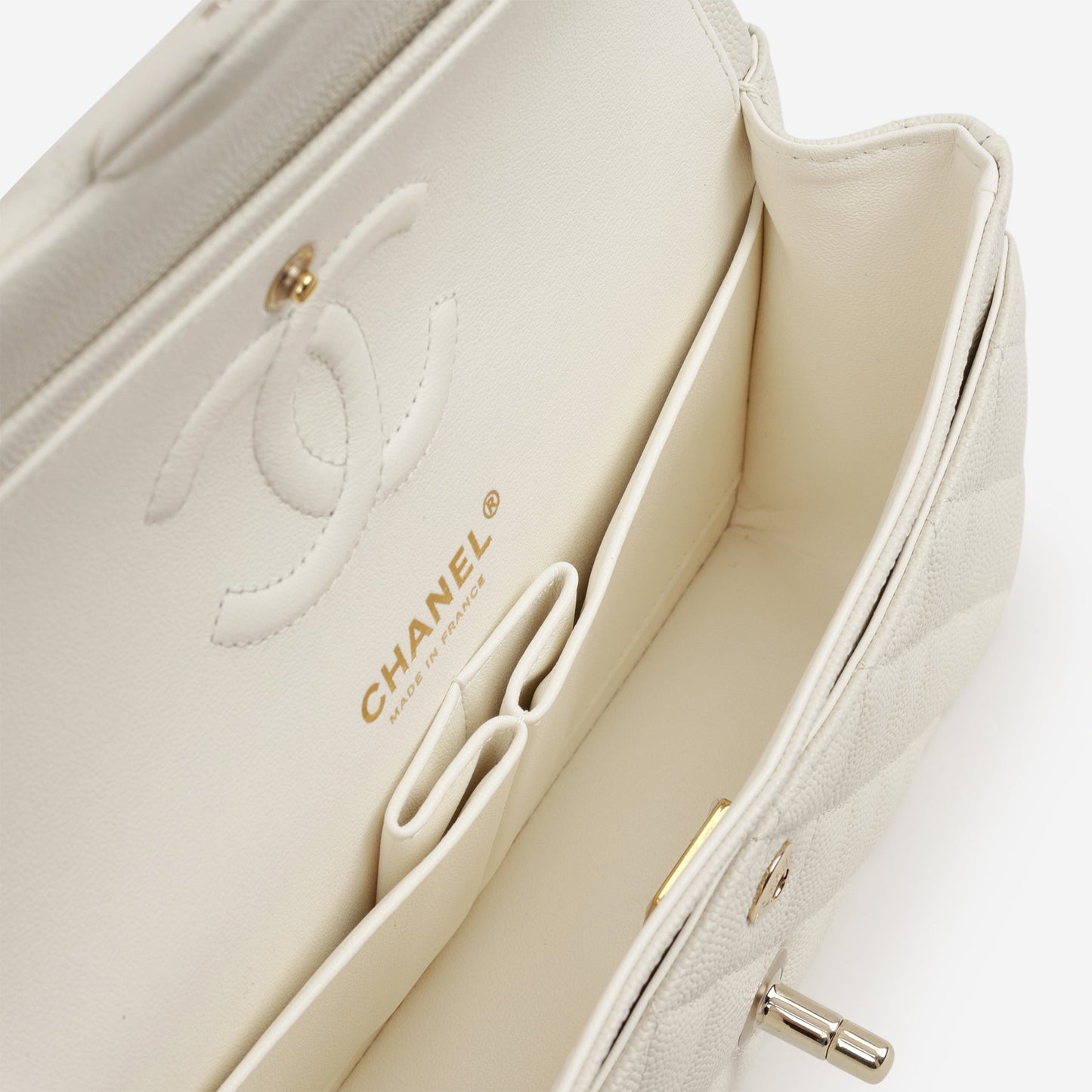 Chanel Small Classic Flap - Ivory Caviar | Champagne Gold Hardware