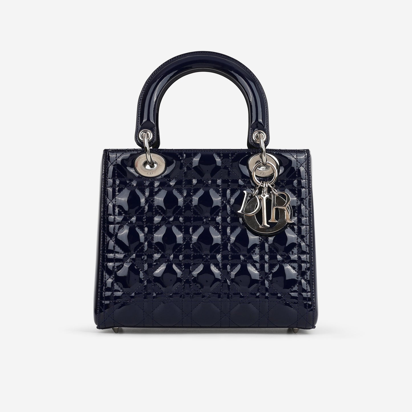 Dior Medium Lady Dior - Navy Patent Calfskin | Silver Hardware