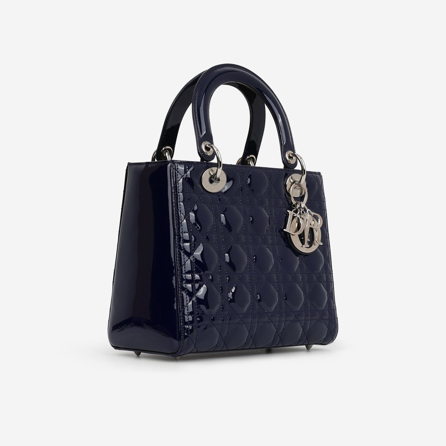 Dior Medium Lady Dior - Navy Patent Calfskin | Silver Hardware