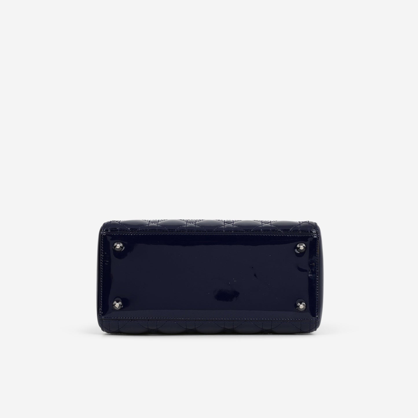 Dior Medium Lady Dior - Navy Patent Calfskin | Silver Hardware