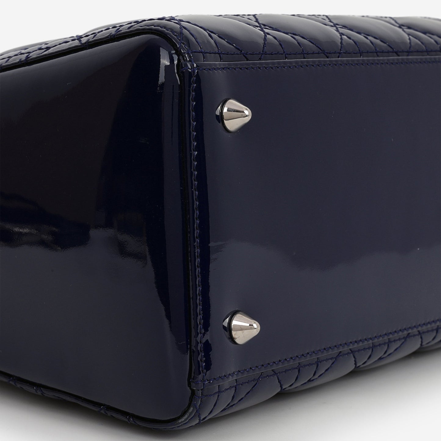 Dior Medium Lady Dior - Navy Patent Calfskin | Silver Hardware