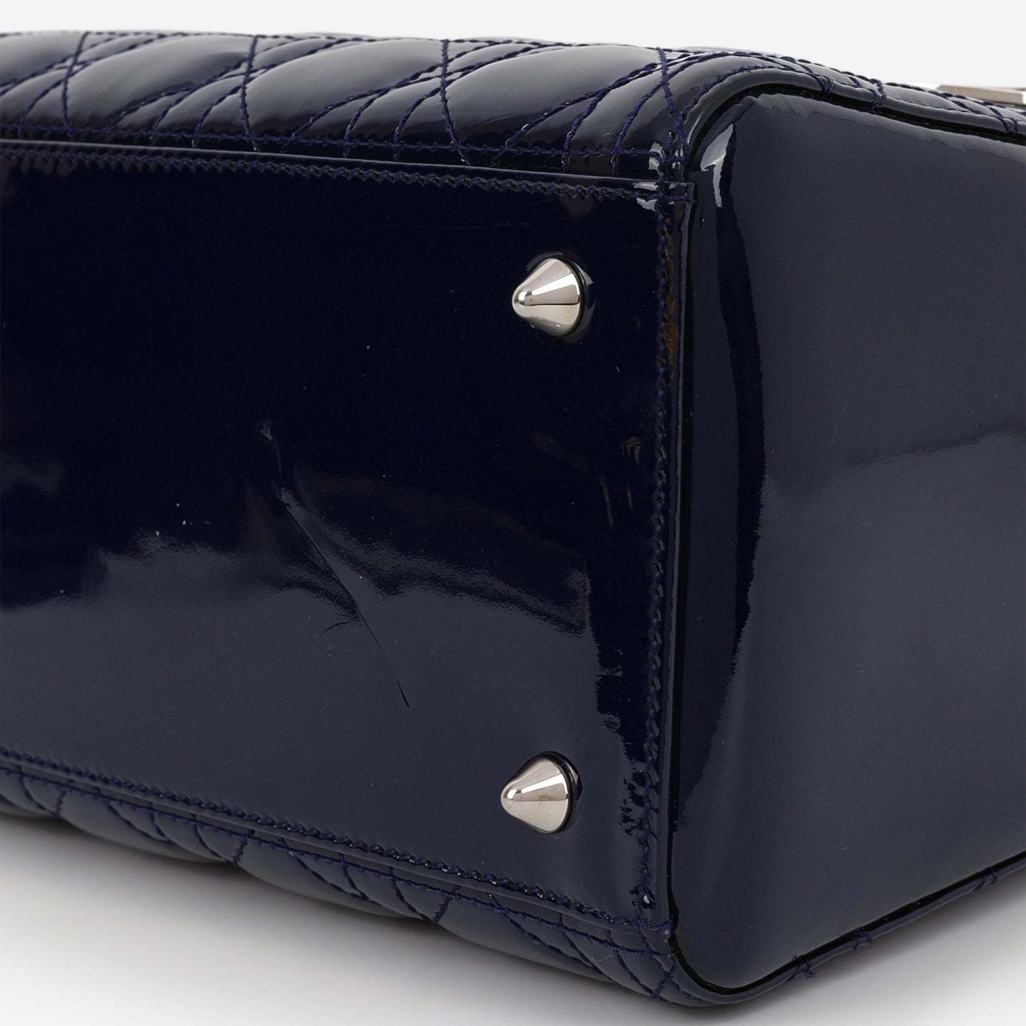Dior Medium Lady Dior - Navy Patent Calfskin | Silver Hardware