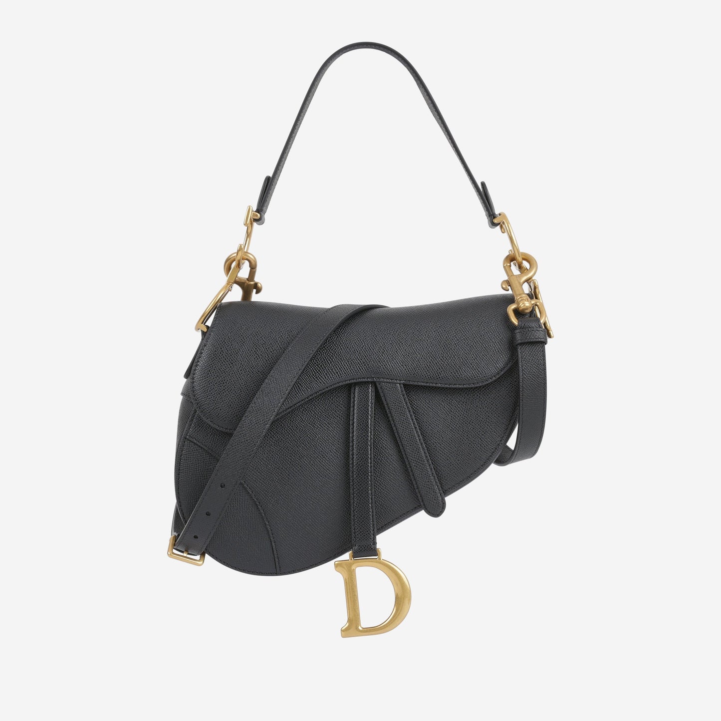 Dior Medium Saddle - Black Grained Calfskin | Gold Hardware