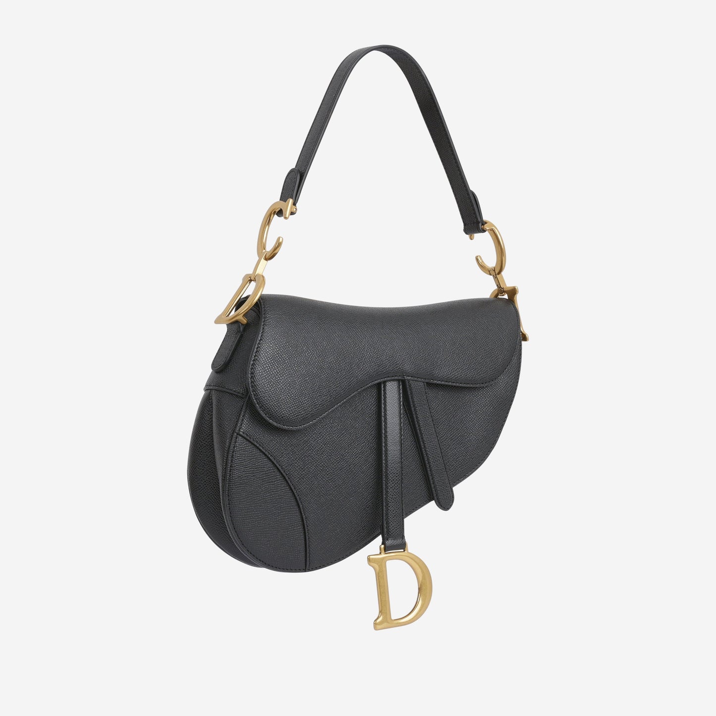 Dior Medium Saddle - Black Grained Calfskin | Gold Hardware