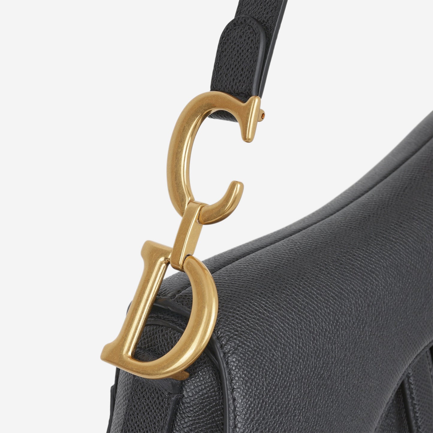 Dior Medium Saddle - Black Grained Calfskin | Gold Hardware