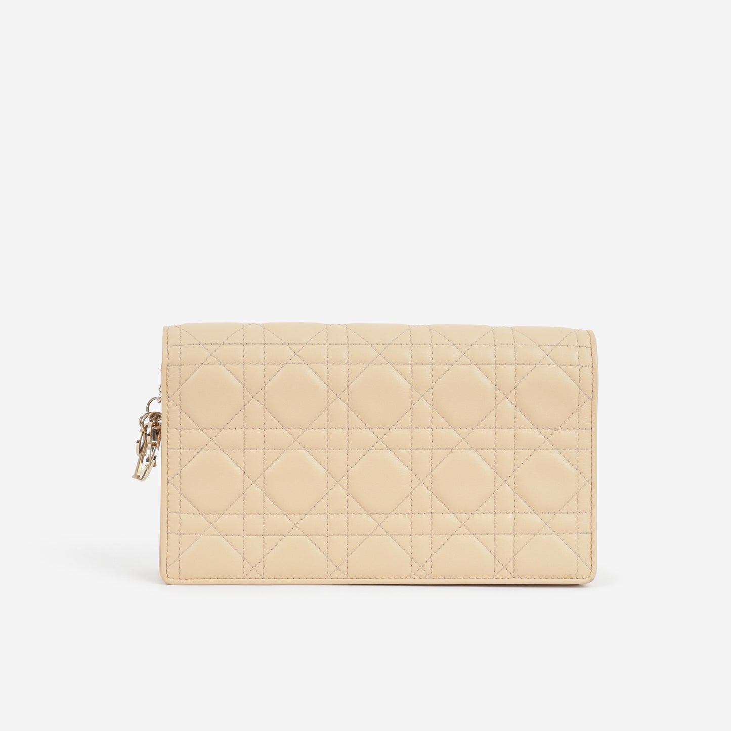 Dior Lady Dior Pouch - Nude Cannage | Champagne Gold Hardware