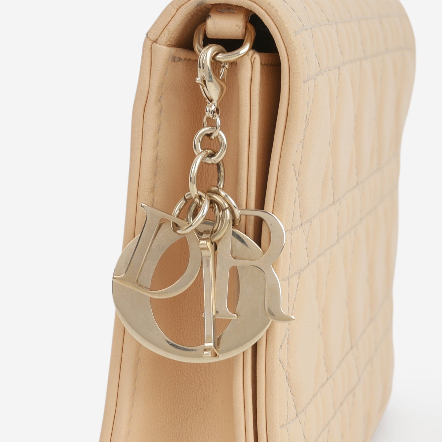 Dior Lady Dior Pouch - Nude Cannage | Champagne Gold Hardware