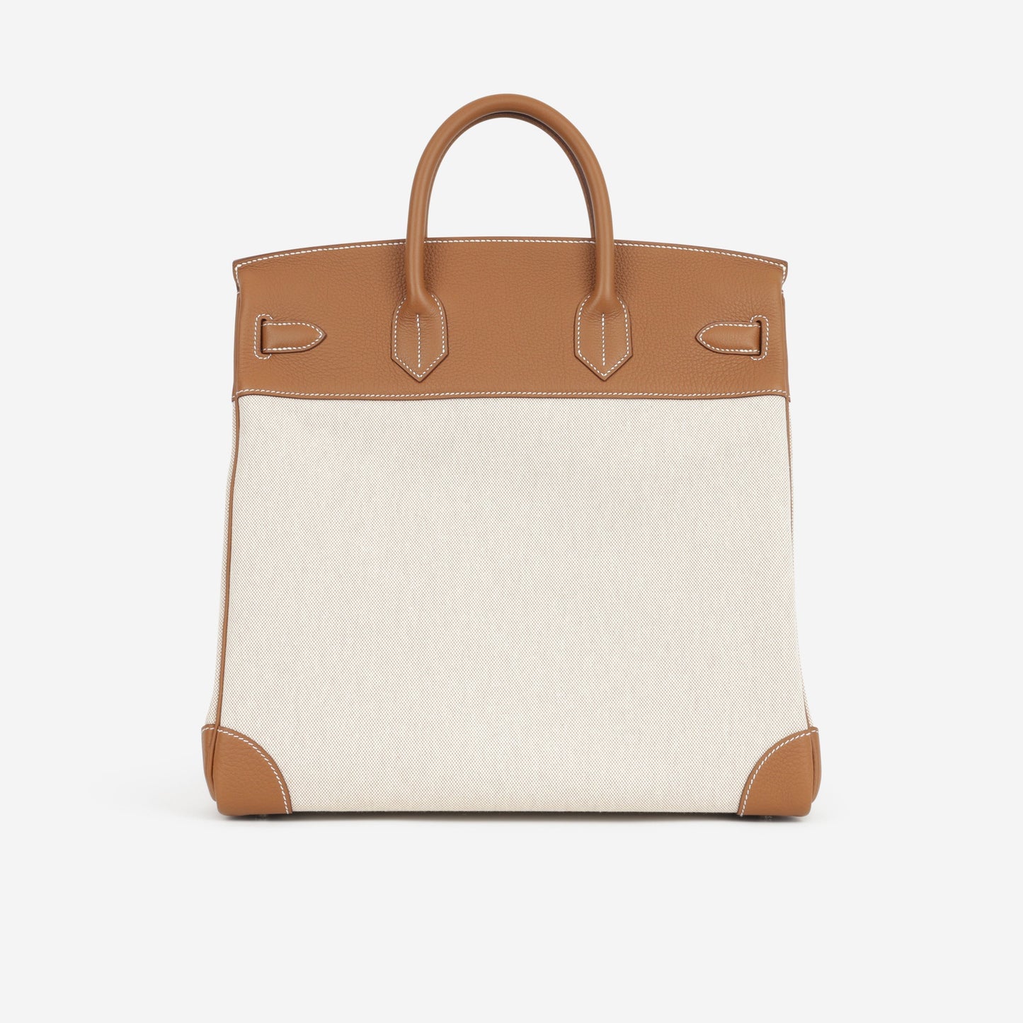 Hermès HAC 40 - Gold Evercolor / Ecru-Beige Toile | Palladium Hardware