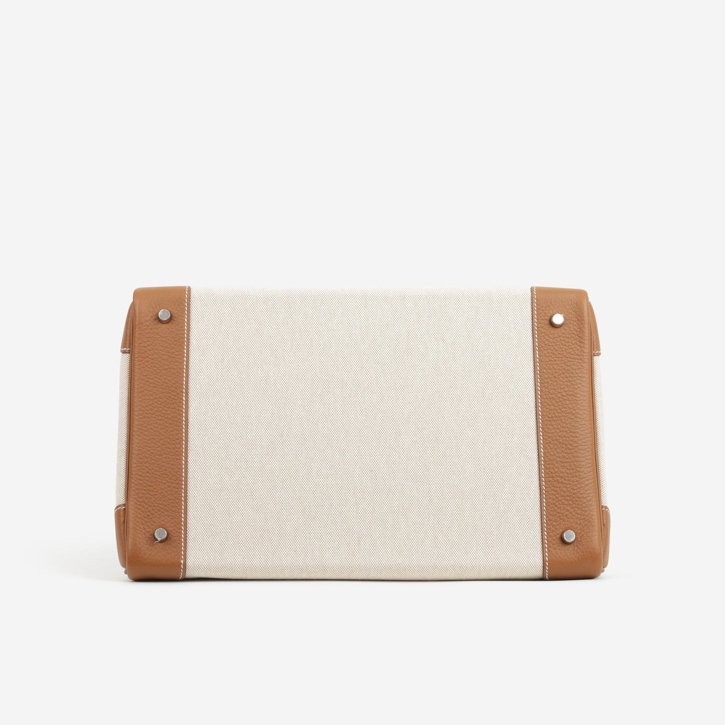 Hermès HAC 40 - Gold Evercolor / Ecru-Beige Toile | Palladium Hardware
