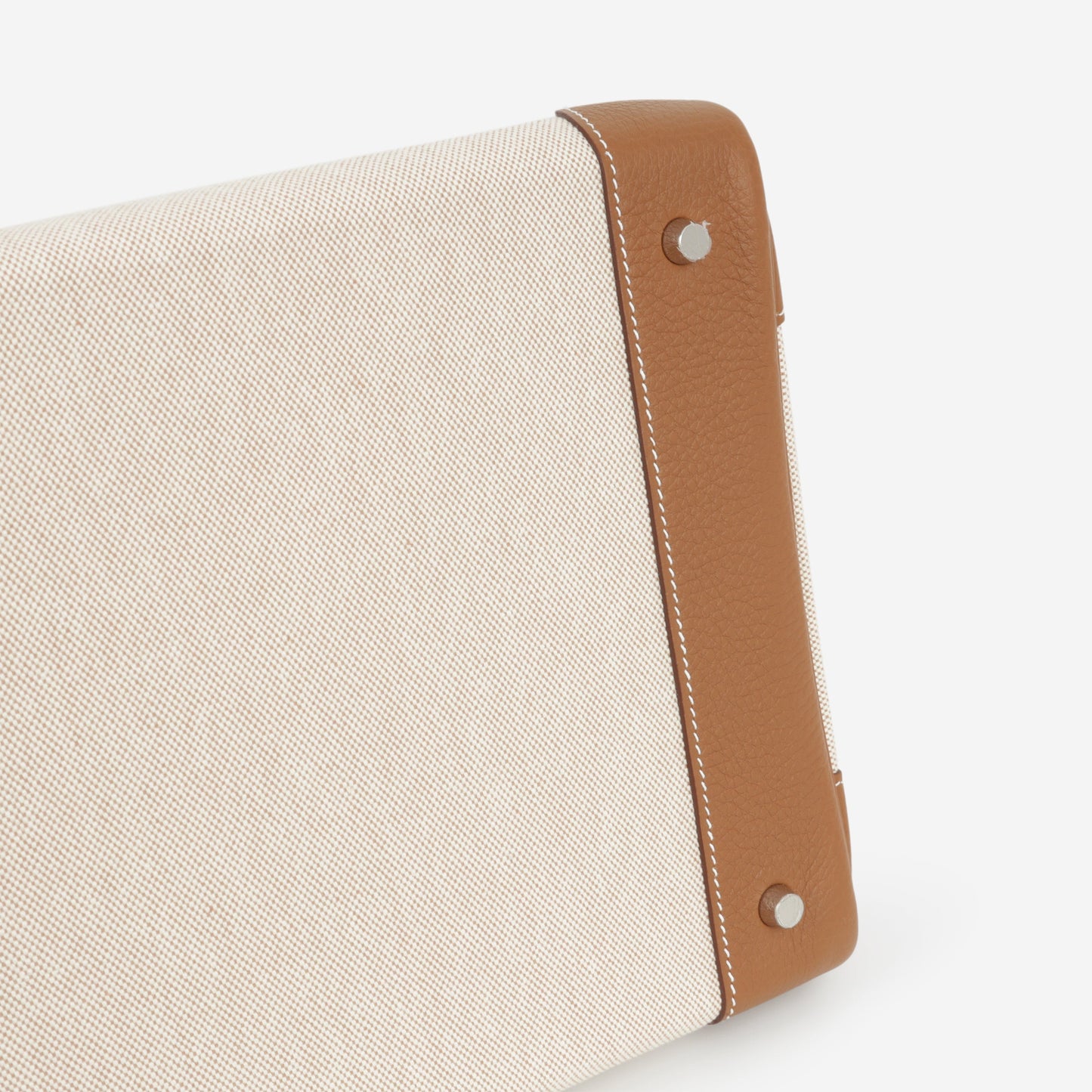 Hermès HAC 40 - Gold Evercolor / Ecru-Beige Toile | Palladium Hardware