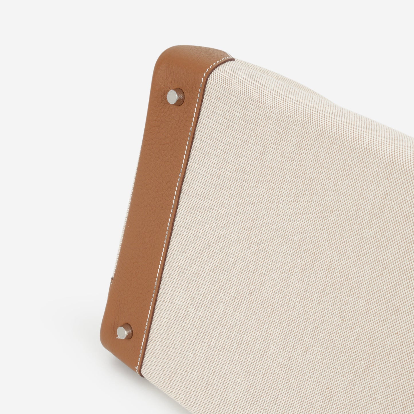 Hermès HAC 40 - Gold Evercolor / Ecru-Beige Toile | Palladium Hardware