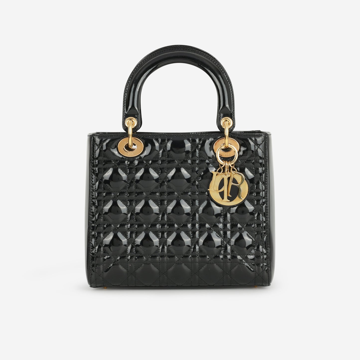 Dior Medium Lady Dior - Black Patent | Gold Hardware