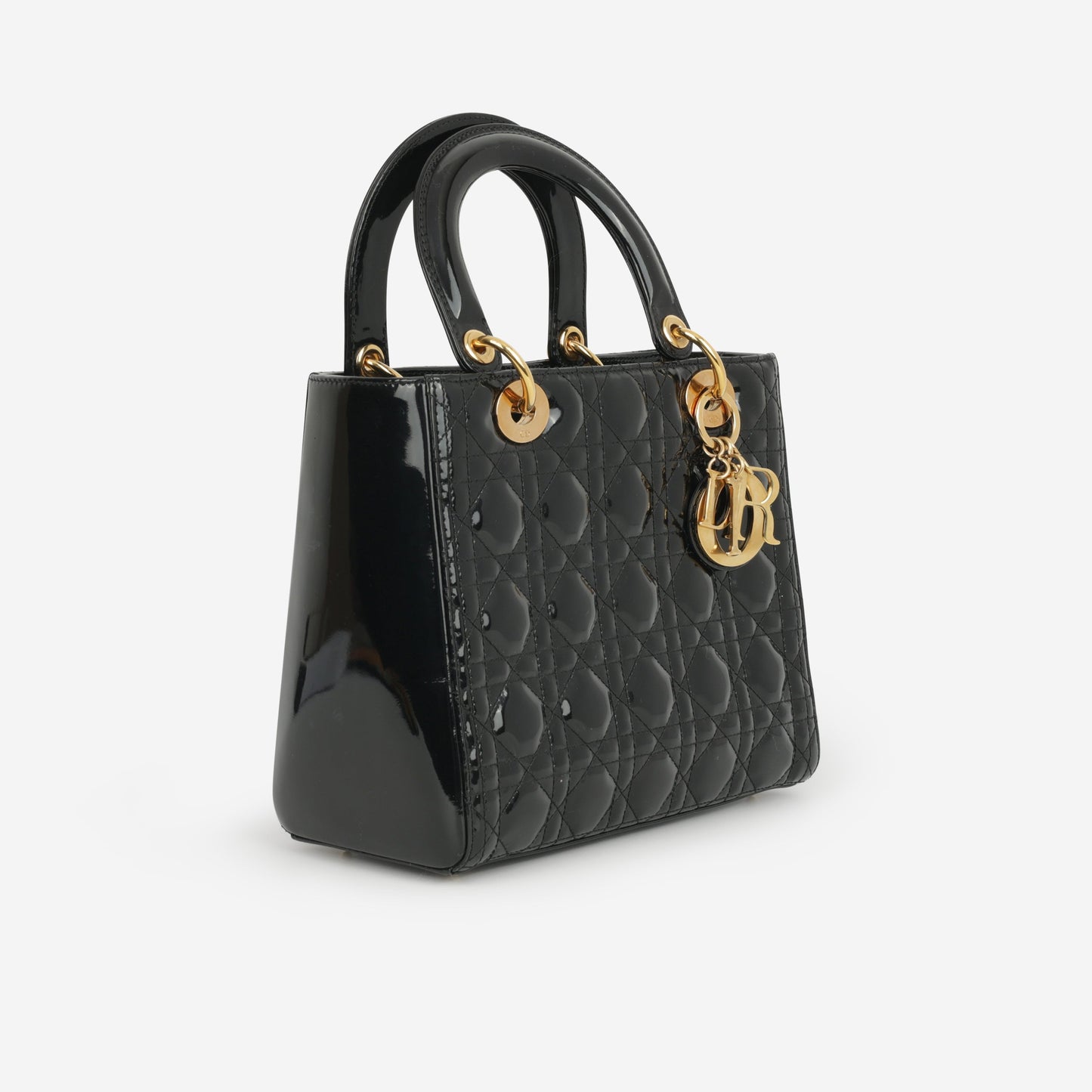 Dior Medium Lady Dior - Black Patent | Gold Hardware