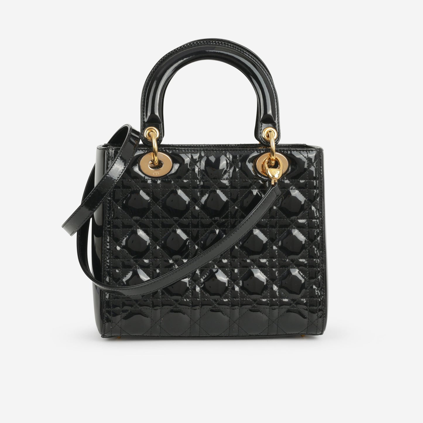 Dior Medium Lady Dior - Black Patent | Gold Hardware