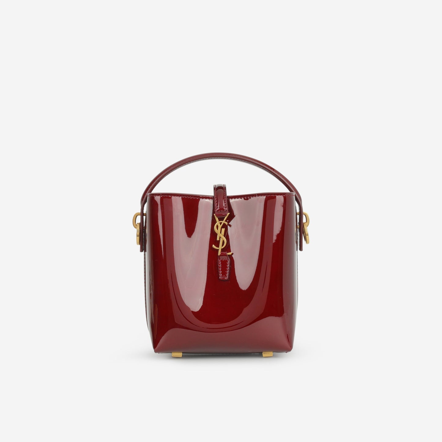 Saint Laurent Le 37 Mini Bucket - Gloss Burgundy Patent | Bronze Hardware