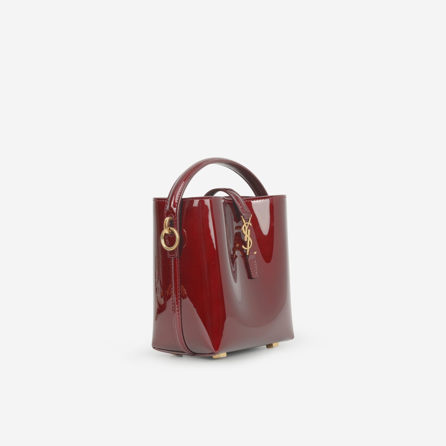 Saint Laurent Le 37 Mini Bucket - Gloss Burgundy Patent | Bronze Hardware
