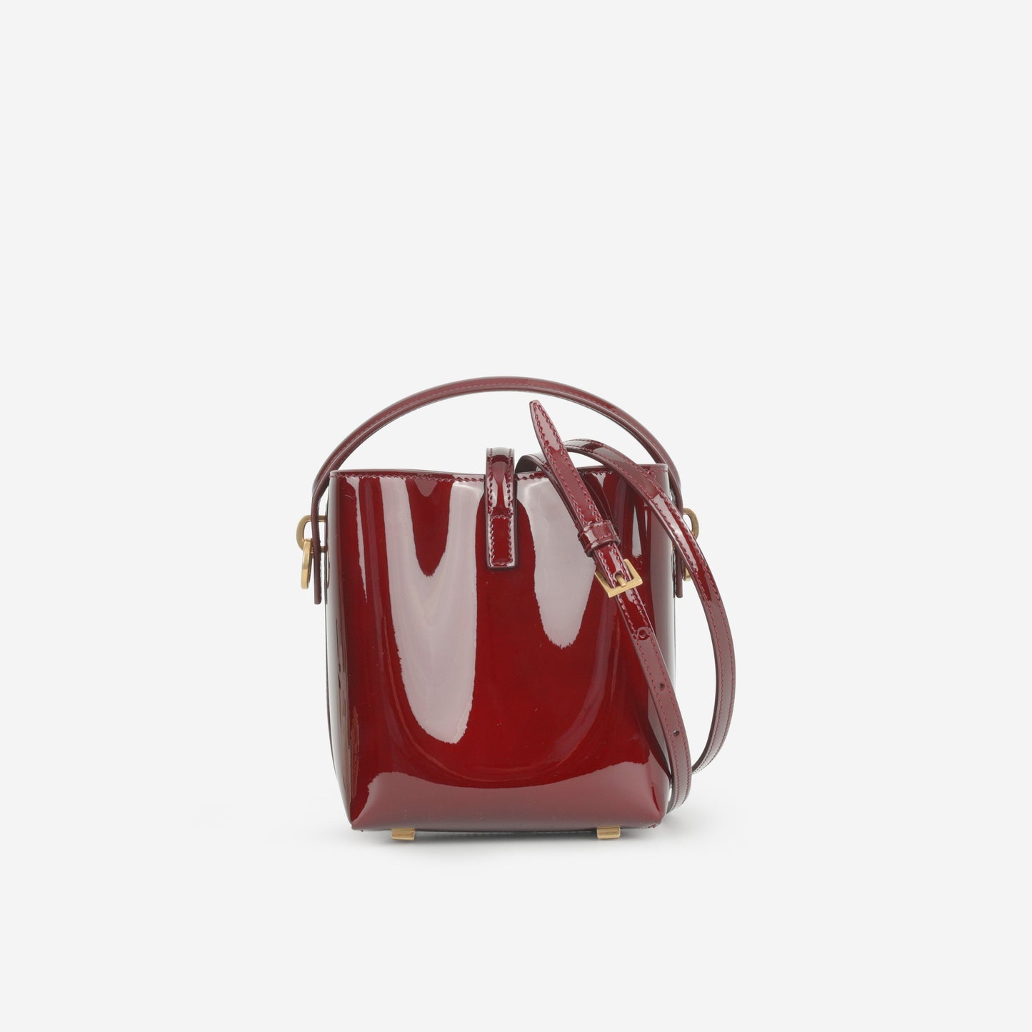 Saint Laurent Le 37 Mini Bucket - Gloss Burgundy Patent | Bronze Hardware
